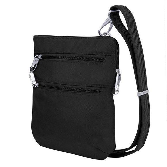 Travelon Anti-Theft Classic Slim Double Zip Crossbody Bag - Picture 1 of 12